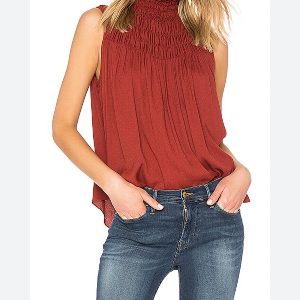 FRAME sleeveless smocked blouse XS